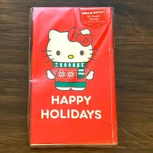 NWT Hello Kitty Holiday Red Three Ply Guest Towels-32 Count